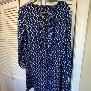 Tommy Hilfiger Black and Blue Patterned Dress